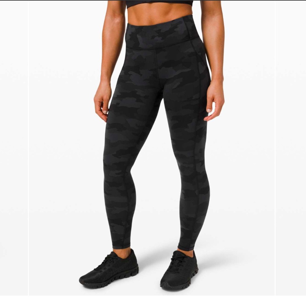 Lululemon Invigorate Legging, black camo, size 4